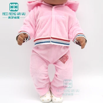 Drēbes lelli fit 43cm piedzimst mazulis lelle aksesuāri, modes kapuci sporta Rozā, violeta, pelēka, zaļa