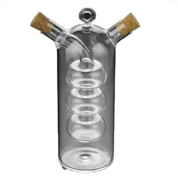 Dubultā Slāņa Mērci Eļļas Pudele 2 In 1 Etiķis Stikla Pudeles Garšvielu Garšvielas Noslēgtā Virtuves Uzglabāšanas Pudeles Un Burkas
