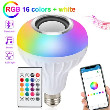 E27 RGB Smart Bluetooth Mūzikas Spuldzes 5W10W15W Skaņas Mājās Lampas LED Tālvadības Spuldzes Atmosfēra, Mūzika, Krāsains Gaismas
