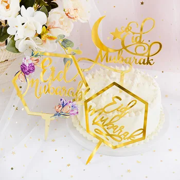 Eid Mubarak Kūka Topper Zelta Mēness, Zvaigžņu Akrila Cupcake Toppers Islāma Musulmaņu Festivāls Puse Eid Maizes Desertu Dekorēšanai 7