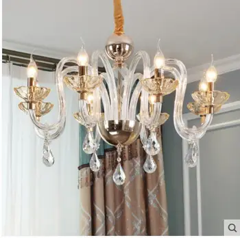 Eiropas kristāla lustras gaismas luksusa vienkārši atmosfēru dzīvojamās istabas apgaismojums stikla guļamistaba lampu radošā ēdamistaba lampas
