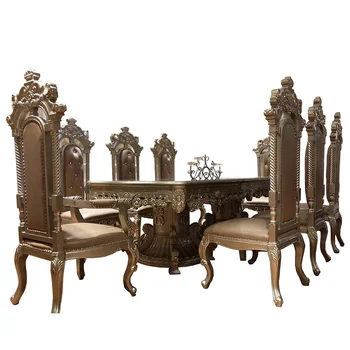 Eiropas stila augstas kvalitātes luksusa klasiskās galda Vintage masīvkoka pusdienu krēsls ēdināšanas krēslu ēdamistabas krēsli