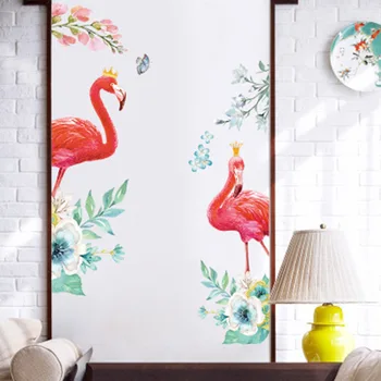 Eiropas Stila Flamingo Ziedi, Sienas Uzlīmes, Mājas Dekoru Durvju Skapis Drēbju Skapis Apdare Sienas Sienas Plakātu Mākslas Karājas Uzlīmēm