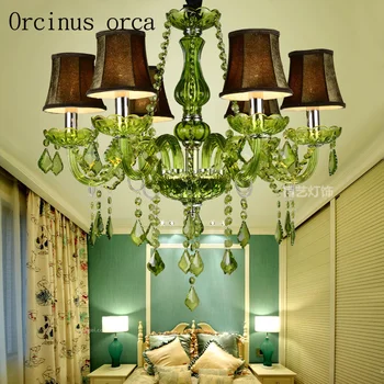 Eiropas stila krāsu zaļa svece K9 kristāla lustra ēdamistaba guļamistaba Hotel Lustra Pastmarkas bezmaksas