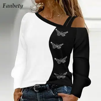 Elegants Sieviešu Raibs Print T-Krekli Rudens Ikdienas Džemperis Ar Garām Piedurknēm Topi Modes Dāmas Dobi No Partijas Blusa Streetwear