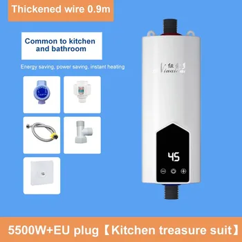 Elektriskais Ūdens Sildītājs LCD Displejs 5500W Sienas Uzstādīts Ūdens Boileris Enerģijas Taupīšanas Frekvenču Konversiju Virtuves, Vannas Dušas