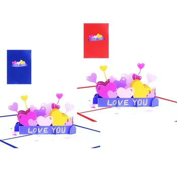 Es Mīlu Tevi, Sirds 3D Pop Up Kartes Mātes Valentīna Diena Kartes Laimīgs Gadadienas Apsveikuma Kartīte ar Aploksni R7UA