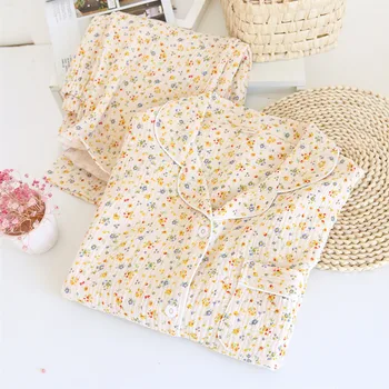 Fdfklak Mazo Ziedu Drukāt Sleepwear Sieviešu Topi+Bikses Naktskrekli Pijama Uzvalks 2022. Gada Pavasarī, Rudenī Jaunu Garām Piedurknēm Mājas Drēbes