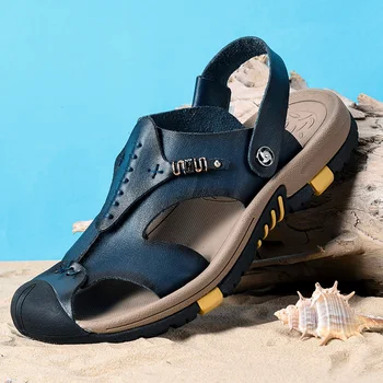 flip vīriešiem zapatillas ūdens zomerschoenen mens sandalias darbojas pludmales darbu, ādas vīriešu sandles 2020. gadam trenažieri sommer apavu de