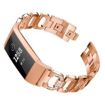 Fshion Luksusa Nerūsējošā Tērauda Dimanta siksnu Fitbit Maksas 3 Aproces Nomaiņa Smart Watch Band Siksniņu Rokassprādze Crystal
