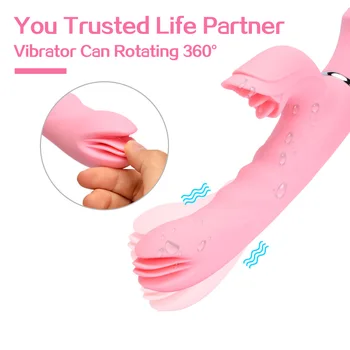 G Spot Vibrators, Dildo Silikona Seksa Rotaļlieta, 360 Grādu Rotējoša Apkures Scalable Mēles Laiza Zizli Klitora Massager Pieaugušo Seksa Veikals