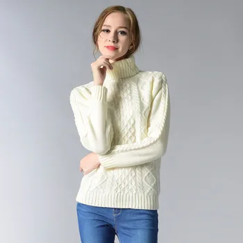 Gadījuma augstu uzrullētu apkakli Sieviešu Džemperis tīrtoņa Krāsu Zaudēt garām Piedurknēm Džemperis 2020 