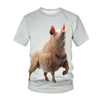 Gadījuma Cute Dzīvnieku Cūku Modelis T-krekls Bērniem Cute Dzīvnieku Cūku Modelis, 3D Druka O-veida kakla T-krekls Moderns Bērnu Apģērbu Augšu