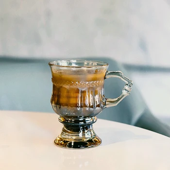 Goblet Grezns Britu Pēcpusdienas Tēja Latte Kafijas Tasi Reljefs Vintage Eiropas Stila Stikla Krūze Augstas Klases Vīna Komplekts