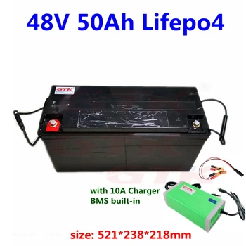 GTK Lifepo4 48V 50Ah Litija akumulators dziļi cikla 48v Rv Laivu Telecom /UPS/Saules Enerģijas uzkrāšanas+10.A Lādētāju