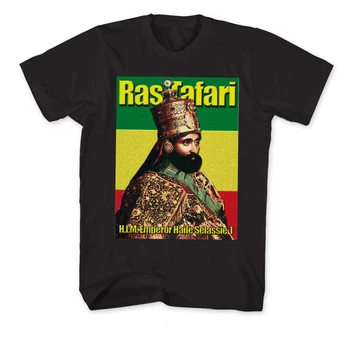 Haile Selassie I Imperators no Etiopijas, Ras Tafari Plakātu T-Krekls Vasaras, Kokvilnas, ar Īsām Piedurknēm O-veida Kakla Vīriešu T Krekls Jaunais S-3XL