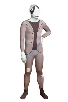 Halloween cosplay Sudraba pelēks lielas acis smieklīgi Catsuit Kostīmu Lycar spandex Ķermeņa Zentai tērps, skatuves tērpiem kluba puses jumpsuit