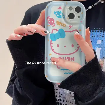 Hellokittys Cute Anime Sanrio Telefonu Gadījumā Kawaii Salds Karikatūra Modes Iphone12/13 Drošības Spilvens Aizsardzības Gadījumā Halovīni Meitene Dāvanu