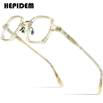 HEPIDEM Acetāts Brilles Vīriešiem 2022 Vintage Retro Laukumā Brilles Rāmis Sievietēm Optisko Recepšu Brilles Tuvredzība, Briļļu 9196