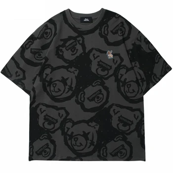 Hip Hop Streetwear T-Krekls 2022 Vīriešiem Smieklīgi Lācis Vadītājs Iespiests T Krekls Vasaras Īsām Piedurknēm T Harajuku Kokvilnas Mīksti Topi, T-Veida