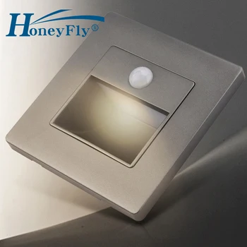 HoneyFly 2gab LED IS Sensoru Kāpņu Gaismas 110-265V PIR Sensors LED Footlight Kustības Sensors Soli Pēdas Lukturi LED