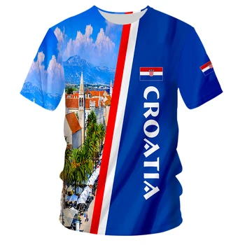 Horvātijas Futbola Uzmundrināt Valsts Karogu Vasaras Gadījuma Vīriešu T-krekls Bikses, Uzvalks Pasūtījuma Īsām piedurknēm, Vestes Tvertnes Augšpusē Piemiņas Dāvanu
