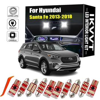 IKVVT 9X Auto, Led salona Apgaismojuma Komplekts Hyundai Santa Fe 2013-2018 Kartes nolasīšana Bagāžnieka Dome Licences numura zīmes apgaismojuma Lukturiem