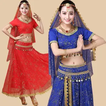 Indijas Deju Tērpi Sports Kleita Sari Dancewear Sievietēm/Bērniem Vēdera Deju Kostīms