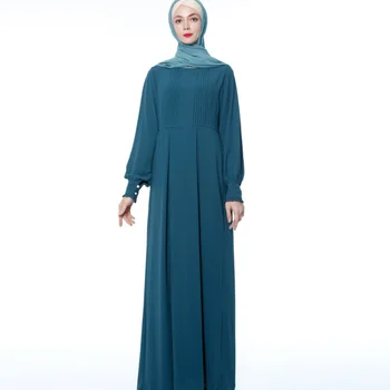 Ir 2021. Jaunu Musulmaņu Apaļā Apkakle Nospiests Kroku Šifona Musulmaņu Drānās, Elegants un Moderns Temperaments Vienkāršu Kleitu Abaya