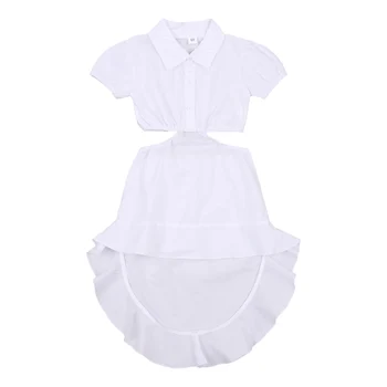 Ir 2021. Modes Bērniem, Baby Meitenes Vasaras Kleita Children' s Apģērbu Komplektus ar Īsām Piedurknēm Savirmot Maxi Kleitas Beachwear Ikdienas Krekls