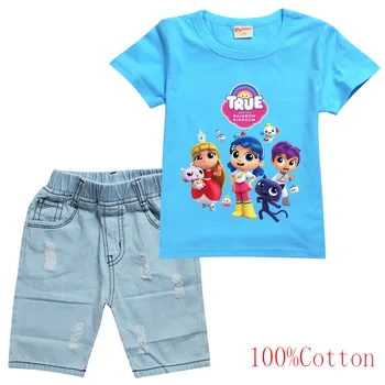Ir 2021. Vasaras Bērnu Zēniem Anime Taisnība, Varavīksnes Karaliste Apģērbu Komplekti Bērniem Kokvilnas T-Krekls +Džinsa Bikses 2gab Uzvalks Toddler Meitene Tērpiem