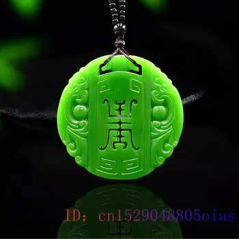 Jade Dragon Kulons Dabas Ķīniešu Rotaslietas, Dāvanas Šarmu Jadeite Amuletu Modes Kaklarota Cirsts Double sided Zaļa
