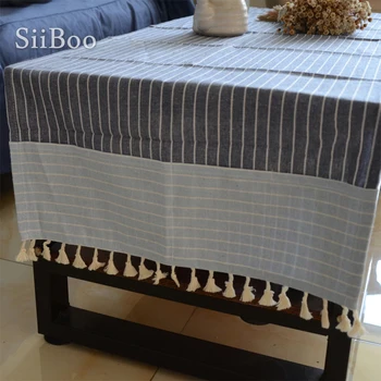 Japānas stila zils svītrains kokvilnas, linu galdautu galda segums pušķis taisnstūra nappe mantel toalha de mesa tischdecke SP5239