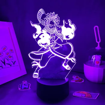 Japāņu Anime Pasaku Asti Attēls Natsu Dragnee 3D Led Nakts Gaisma RGB, Lavas Lampas Krāsains Dzimšanas dienas Dāvanu Guļamistaba Galda Dekori Manga