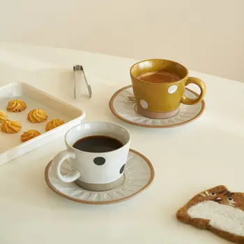 Japāņu stila radošo retro kafijas tases un apakštases uzstādīt keramikas lattes kafijas tasi uzstādīt tazas de cafe tējas tasītes un apakštasītes komplekti