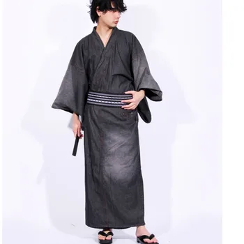 Japāņu Tradicionālo Kovboju Samurai Kimono ar Obi Vīriešiem Zaudēt Lounge Stila Drānās, ar Jostu Samurai Cosplay Kostīms