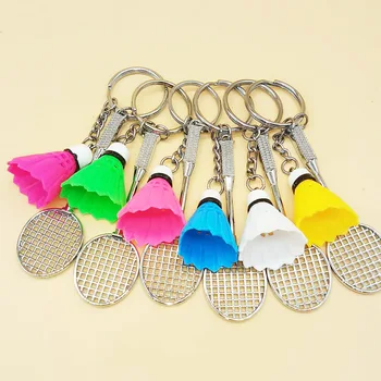 Jauna Dizaina Mini 3D Badmintons Raketes, Bumbiņas, Keyring Sporta Dāvanas Keyfob DIY Keychain Turētāja Gredzenu Auto Soma Kulons Šarmu Taustiņu Ķēdi