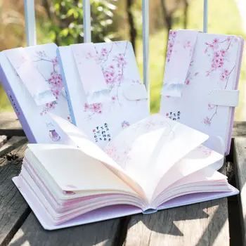 Jauna Svaigu Krāsu Lapu Rokas Grāmata Skaistu Rozā Sakura Magnētisko Pogu Grāmatiņa Režģis Režģis, Tukšā Dienasgrāmata Grāmatiņa