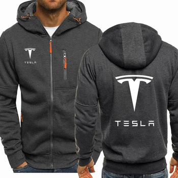 Jaunais Tesla Logo Hoodies Vīriešu Pavasara Rudens Vilnas Jaka, Vīriešu Ikdienas Sporta Zip Harajuku Kapuci Sporta Krekls Co