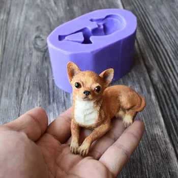 Jaunas Ielidošanas Chihuahua Suns Silikona Veidnē 3D Pomādes Kūka Dekorēšanas Instrumentiem Šokolādes Kūku Veidnes Virtuves Piederumi SQ18108