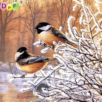 Jaunas ziemas putni 3D Dimanta Glezna Krustdūrienā Komplekti DIY Dimanta Izšuvumi Rhinestone laukumā Pilnībā diļļu Mājas Dekoru amatniecības