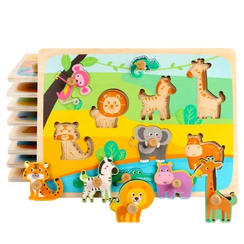 Jauns bērnu koka puzzle dzīvnieki / satiksme / digital / puzzle koka roku nulles valdes apgaismības sākumā izglītības rotaļlietas