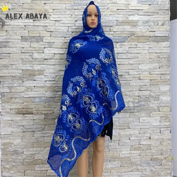 Jauns Jaunāko Āfrikas Sieviešu Šalle No 100% Kokvilnas, Liela Izmēra Dubaija Šalle Musulmaņu Izšuvumi Hijab Šallēm, Lai Lūgtos Shawels AL059