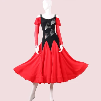 Jauns Valsts standarts mūsdienu deju apģērbu liels svārsta sarkana kleita prakses apģērbs, balles dejas Valsis - LXT819