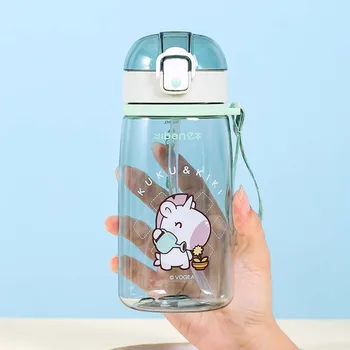 Jaunu karstā Modes Cute Baby Ūdens Kausa hermētiskos Pudele ar Salmiņu Vāku Bērniem Skolas Āra Dzeramā Pudele Mācību Kauss