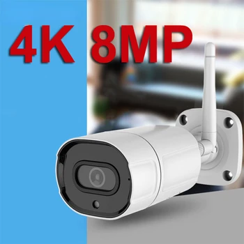 Jaunu Wifi 4K IP Kamera Outdoor H. 265 Onvif Bullet CCTV Masīvs Nakts Redzamības IS POE Videonovērošanas HD Kamera Camhi Camhipro APP