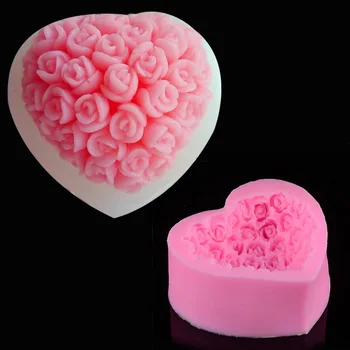 Jaunu Ziedu Torte, Kāzu Dekorēšana Rīku Mīlestības Sirds Rozes Formas Pomādes Cukura Mākslas Instrumenti DIY Šokolādes Fondants Rīki 3D Silikona