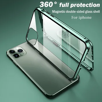 Jaunā 360 Pilnīgu Aizsardzību Metāla Magnētiskās Adsorbcijas Lietā Par iphone 13 12 11 Pro XS Max Double Sided Gadījumā 8 7 6 S Plus X XR