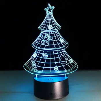 Jaunā Akrila 3D Jaunums Gaismu Ziemassvētku Kokā LED Lampas, 7 Krāsas, Mainot Nakts Gaisma Ziemassvētku dod dāvanas bērniem