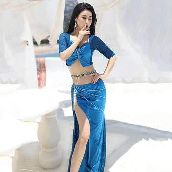 Jaunā Sieviešu Sexy Modes Bellydance Austrumu Tērpi, Kas Top Svārki Sadalīt Praksi Apģērbu Top Svārki Profesionālās Vēders Deju
